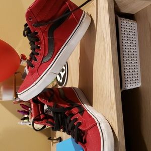 Red & black high top vans